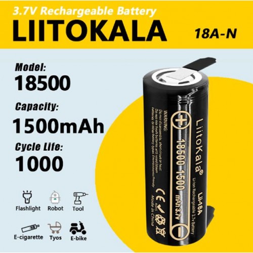 Акумулятор Liitokala 18500 Lii-18A-N 1500mAh 3.7V з контактами під пайку