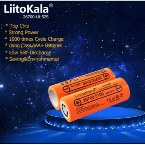 Акумулятор літій-іонний 26700 LiitoKala Lii-52S 5100mAh оригінальний li-ion без захисту