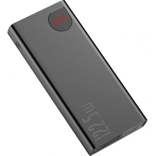 Павербанк Baseus Adaman Metal 20000mAh QC+PD22.5W (Black) – Power Bank з дисплеєм