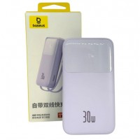 Павербанк Baseus 10000mAh 30W Lilac з дисплеєм та вбудованими кабелями