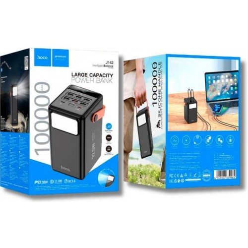 Павербанк Hoco J142 Surpass 100000mAh 22.5W+PD20W (з ліхтарем) – Power Bank з дисплеєм