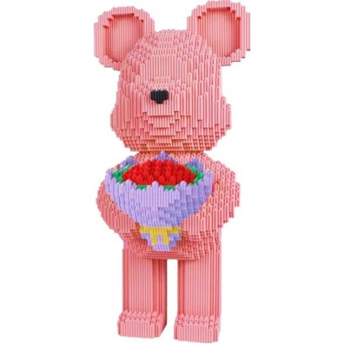 3D конструктор у вигляді ведмедика з букетом квітів на 3720 деталей Magic Blocks 5520 BearBrick Конструктор ведмежа для дітей