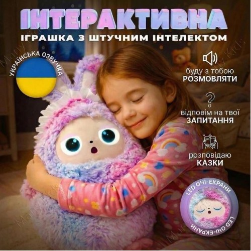 Іграшка зі штучним інтелектом голосове спілкування AI українське озвучення та 50+ мов LED очі WiFi інтерактивна