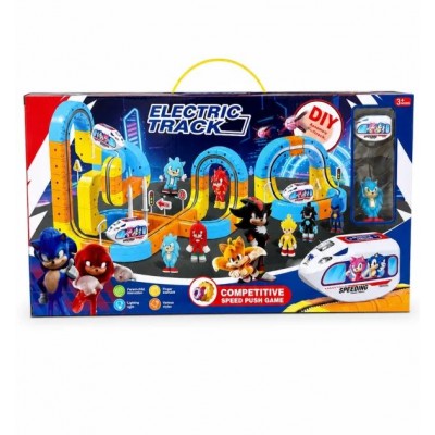 Траса з гірками 3D-конструктор Сонік 32 деталі 9263-169G Трек дитячий з електричними підіймачами, світлом та звуками