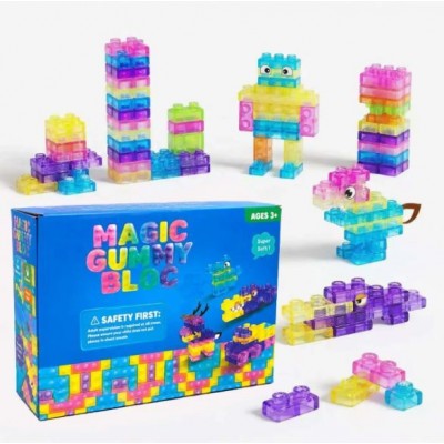 Дитячий силіконовий конструктор G2688 на 88 деталей, Magic Gummy Bloc М'який конструктор Сенсорний конструктор для дітей