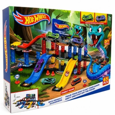 Траса з гірками та паркінгом 65 деталей, Hot Wheels Snake Garage T876-15 Дитяча гоночна траса Траса трек дитячий