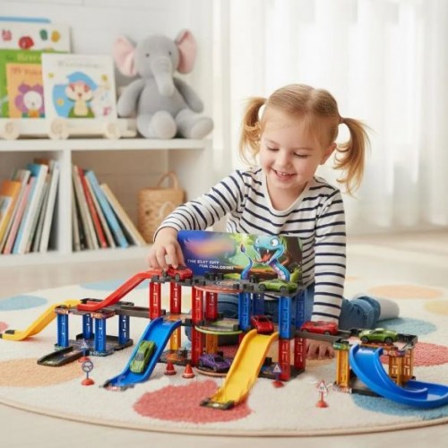 Траса з гірками та паркінгом 65 деталей, Hot Wheels Snake Garage T876-15 Дитяча гоночна траса Траса трек дитячий