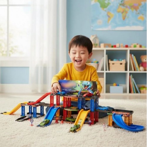 Траса з гірками та паркінгом 65 деталей, Hot Wheels Snake Garage T876-15 Дитяча гоночна траса Траса трек дитячий