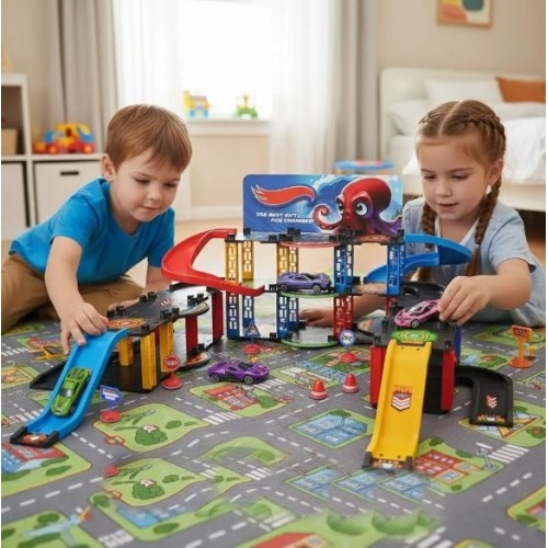 Траса з гірками та паркінгом 74 деталі, Hot Wheels Snake Garage T876-16 Дитяча гоночна траса Траса трек дитячий