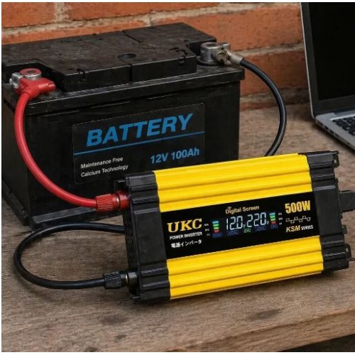 Перетворювач напруги з 12-220V, LCD, 500Вт, 2хUSB, Автомобільний інвертор