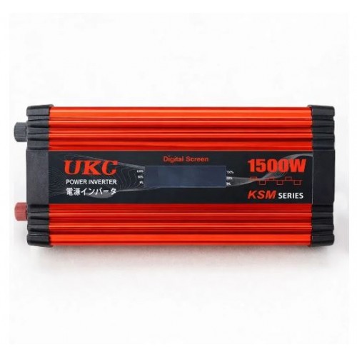 Перетворювач напруги з 12-220V, 1500Вт, 2хUSB, LCD, Автомобільний інвертор