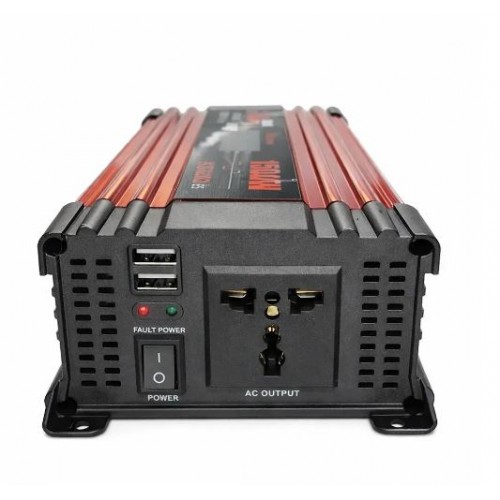 Перетворювач напруги з 12-220V, 1500Вт, 2хUSB, LCD, Автомобільний інвертор