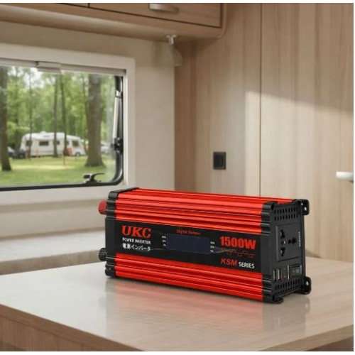 Перетворювач напруги з 12-220V, 1500Вт, 2хUSB, LCD, Автомобільний інвертор