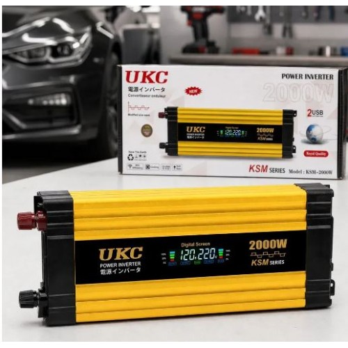 Перетворювач напруги з 12-220V, 2000Вт, 2хUSB, LCD, Автомобільний інвертор