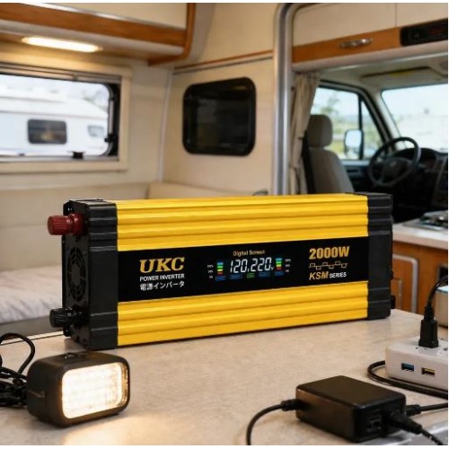 Перетворювач напруги з 12-220V, 2000Вт, 2хUSB, LCD, Автомобільний інвертор