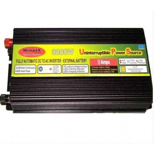Перетворювач постійного струму Power Inverter Wimpex WX-3200W інвертор 12 В-220 В 3200 Вт модифікована синусоїда 