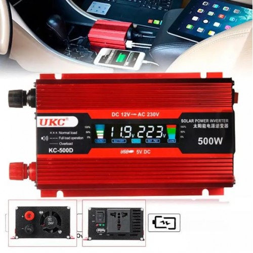 Перетворювач струму AC/DC UKC KC-500D 500 W 12 V LCD автомобільний інвертор
