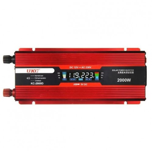 Перетворювач струму AC/DC UKC KC-2000D 2000W 12V LCD автомобільний інвертор
