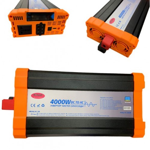 Перетворювач напруги Power Inverter Wimpex Pure sine wave WX-4040 інвертор, 4000W 12-220V чиста синусоїда 