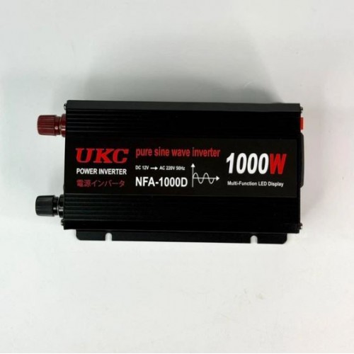 Автомобільний інвертор 1000Вт, 12-220В, 2хUSB Перетворювач напруги чиста синусоїда