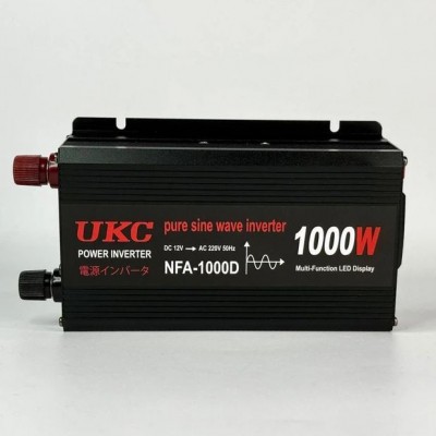 Автомобільний інвертор 1000Вт, 12-220В, 2хUSB Перетворювач напруги чиста синусоїда