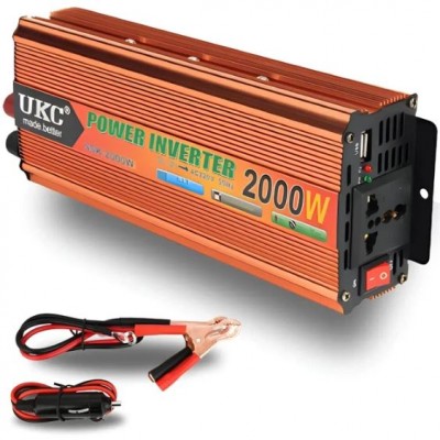 Автомобільний інвертор UKC SSK-2000W перетворювач напруги 12v-220v модифікована синусоїда