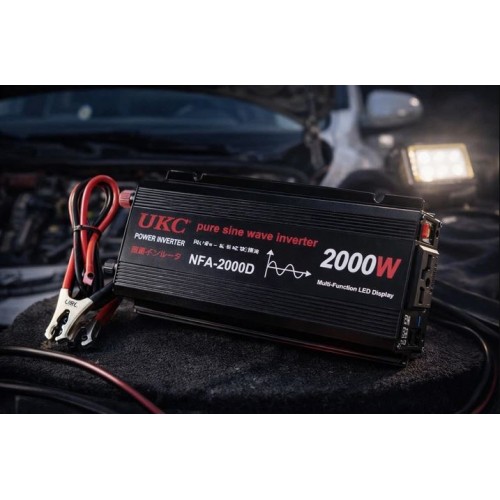 Автомобільний інвертор 2000Вт, 12-220В, 2хUSB Перетворювач напруги чиста синусоїда