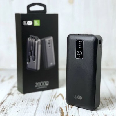 Павербанк King Power KP-27 20000mAh 22.5W з вбудованими кабелями та дисплеєм
