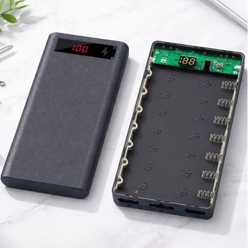 Корпус для повербанку на 8 акумуляторів з ліхтариком, L8, Корпус Power Bank Бокс для павербанку