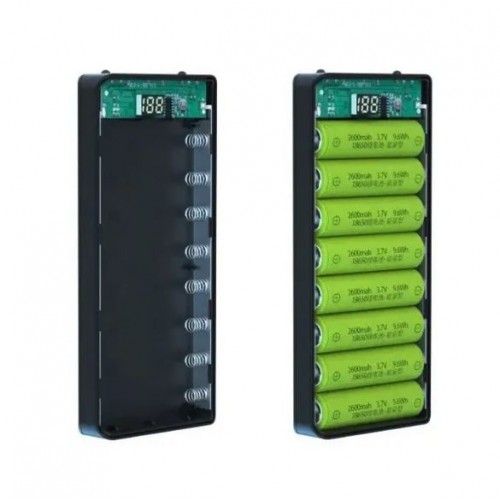 Корпус для повербанку на 8 акумуляторів з ліхтариком, L8, Корпус Power Bank Бокс для павербанку