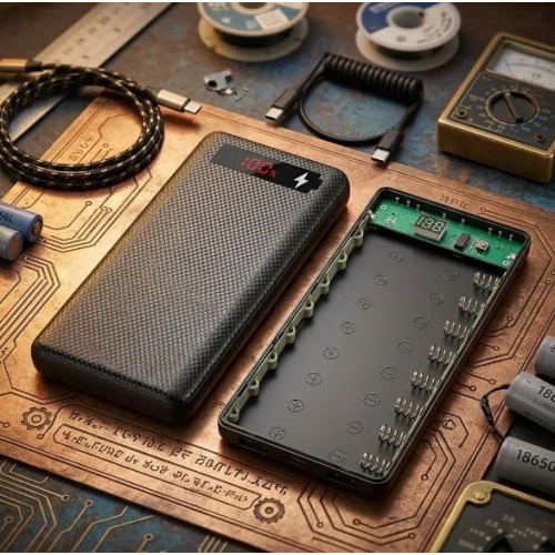 Корпус для повербанку на 8 акумуляторів з ліхтариком, L8, Корпус Power Bank Бокс для павербанку