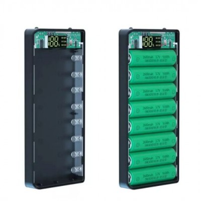 Корпус для повербанку на 8 акумуляторів з ліхтариком, M8-PDL8, Корпус Power Bank Бокс для павербанку