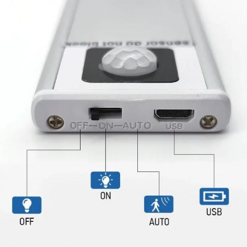 Портативна LED лампа 40 см із сенсором, USB заряджанням, магнітним кріпленням