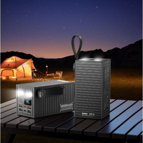 Павербанк Remax RPP-609 Pro Container Series 60000mAh PD20W+QC22.5W Grey (з ліхтарем)