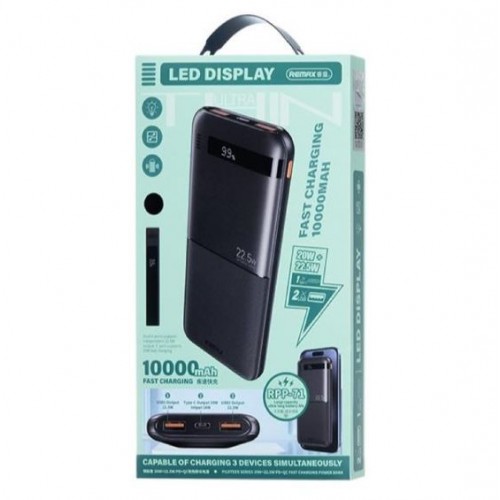 Павербанк Remax RPP-71 Piloteer Series 10000mAh PD20W+QC22.5W Black – Power Bank з дисплеєм