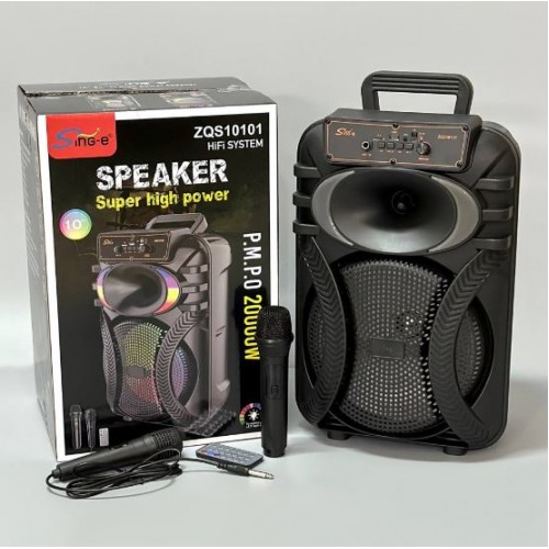 Портативна акумуляторна Bluetooth колонка Sing-E ZQS10101, 20 Вт, 1х10", висота 45 см, з 2 мікрофонами