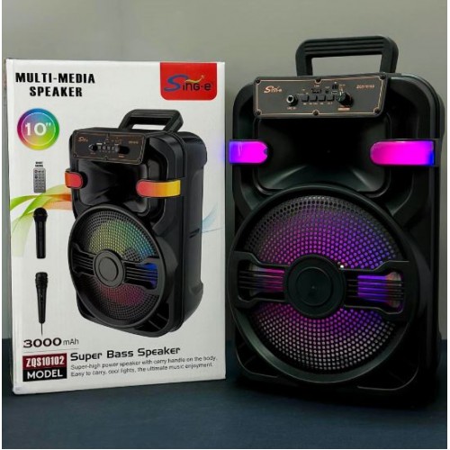 Портативна акумуляторна Bluetooth колонка Sing-E ZQS10102, 20 Вт, 1х10", висота 49 см, з 2 мікрофонами