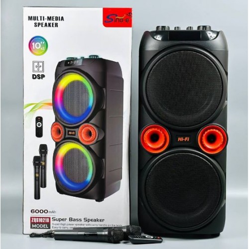 Портативна акумуляторна Bluetooth колонка Sing-E ZQS10218, 60 Вт, 2×10", висота 74 см, з 2 мікрофонами