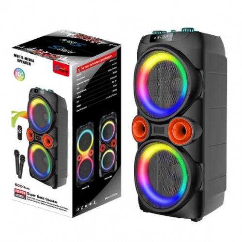 Портативна акумуляторна Bluetooth колонка Sing-E ZQS10218, 60 Вт, 2×10", висота 74 см, з 2 мікрофонами
