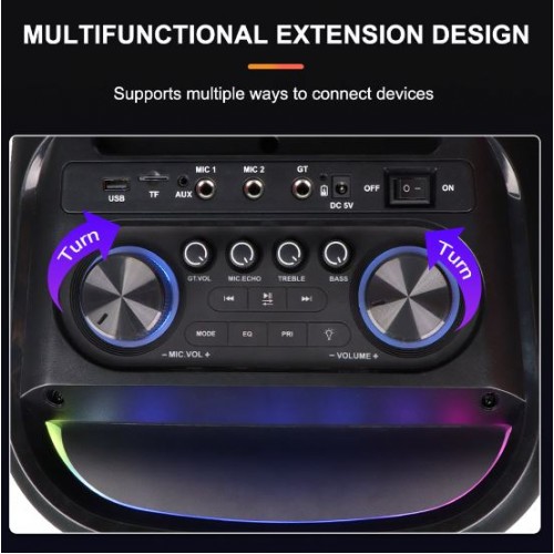 Портативна акумуляторна Bluetooth колонка Sing-E ZQS10220, 100 Вт, 2×10", висота 84 см, з 2 мікрофонами