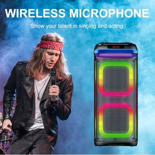 Портативна акумуляторна Bluetooth колонка Sing-E ZQS10220, 100 Вт, 2×10", висота 84 см, з 2 мікрофонами