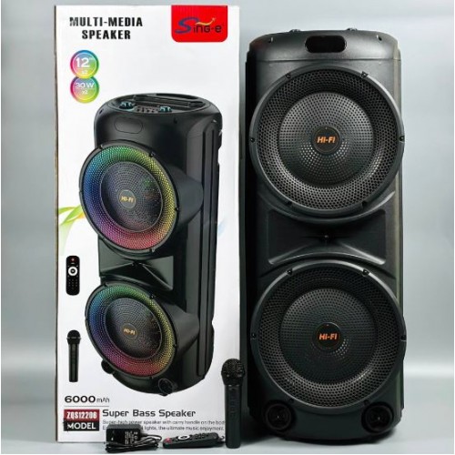 Портативна акумуляторна Bluetooth колонка Sing-E ZQS12206, 60 Вт, 2×12", висота 90 см, з мікрофоном