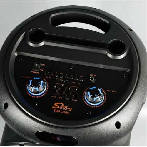 Портативна акумуляторна Bluetooth колонка Sing-E ZQS12206, 60 Вт, 2×12", висота 90 см, з мікрофоном