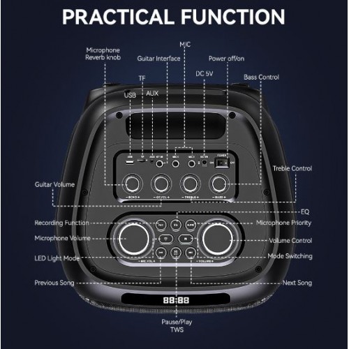 Портативна акумуляторна Bluetooth колонка Sing-E ZQS12212, 160 Вт, 2×12", висота 95 см, з 2 мікрофонами