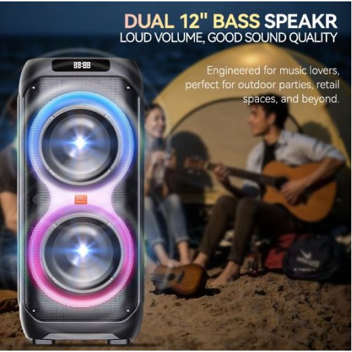 Портативна акумуляторна Bluetooth колонка Sing-E ZQS12212, 160 Вт, 2×12", висота 95 см, з 2 мікрофонами