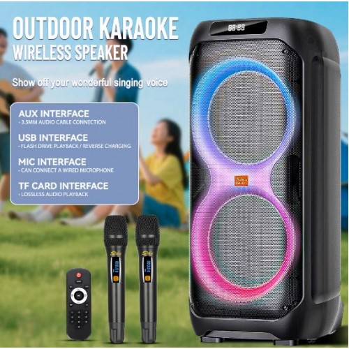 Портативна акумуляторна Bluetooth колонка Sing-E ZQS12212, 160 Вт, 2×12", висота 95 см, з 2 мікрофонами