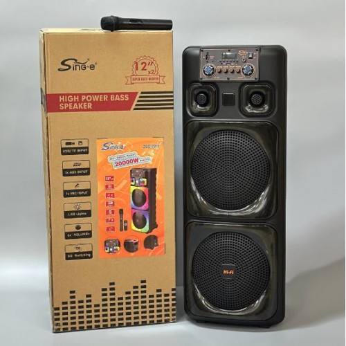 Портативна акумуляторна Bluetooth колонка Sing-E ZQS12213, 80 Вт, 2×12", висота 94 см, з мікрофоном