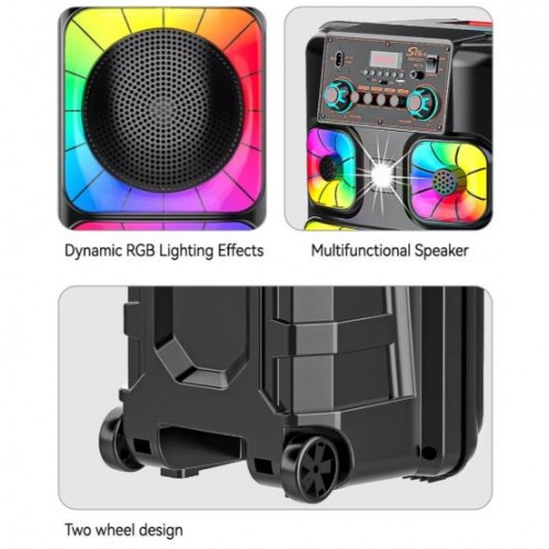 Портативна акумуляторна Bluetooth колонка Sing-E ZQS12213, 80 Вт, 2×12", висота 94 см, з мікрофоном