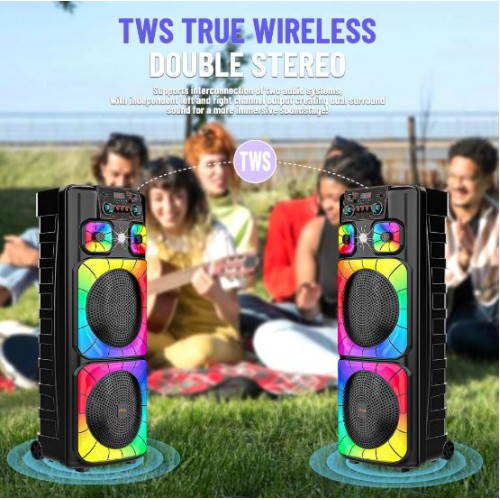 Портативна акумуляторна Bluetooth колонка Sing-E ZQS12213, 80 Вт, 2×12", висота 94 см, з мікрофоном