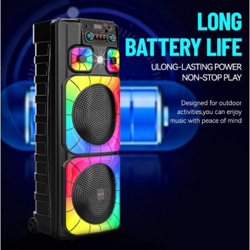 Портативна акумуляторна Bluetooth колонка Sing-E ZQS12213, 80 Вт, 2×12", висота 94 см, з мікрофоном